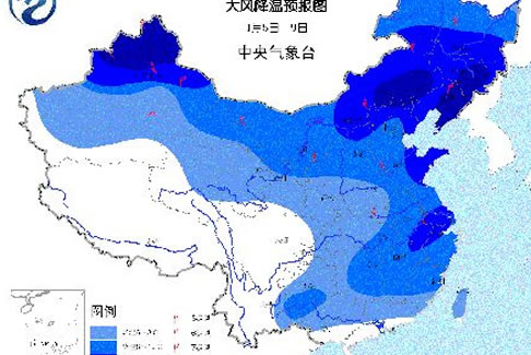 大范围雨雪降温来袭 2014年1月4日夜间开始全国大范围