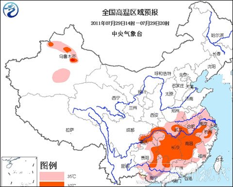 高温黄色预警:江淮江南等地高温持续