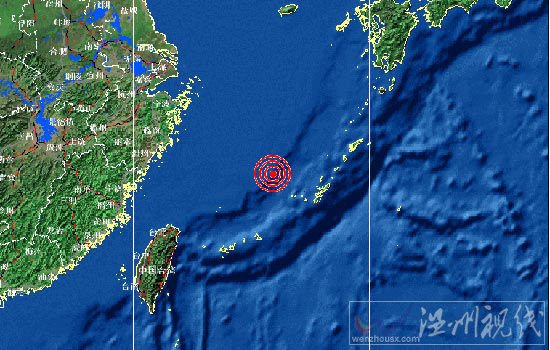 发生地震区域地图。 发生地震区域地图。