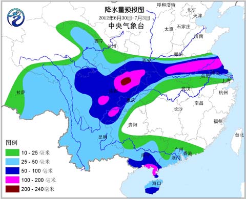 今起至7月3日四川至黄淮有较强降雨
