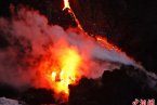 卡拉帕纳火山喷发 夏威夷火山国家公园的火红喷发