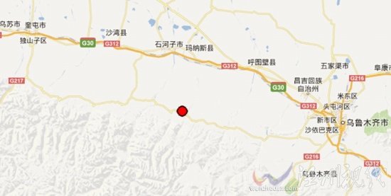 新疆玛纳斯县地震震中位置