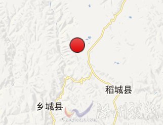 2013年5月17日四川省稻城县地震震中位置图