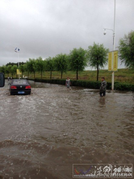 佳木斯降雨使道路出现积水阻碍交通