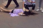 长裙美女割脉后跳楼 因感情纠纷不愿分手闹自杀