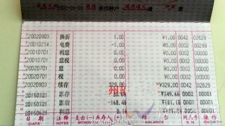 存329元变181元 市民存329元13年银行结果就剩181元