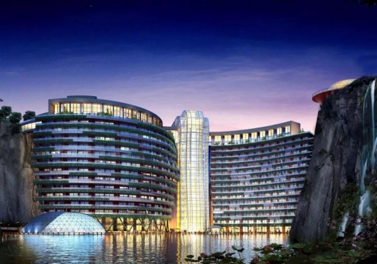 中国再造建筑奇迹 上海世茂深坑洲际酒店