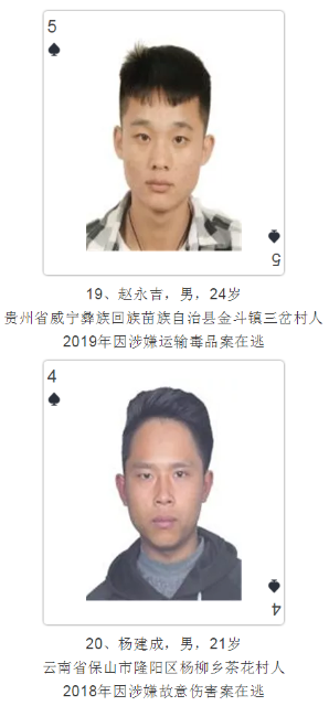 云南发扑克通缉令