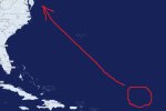 飓风拉里风力16级 路径向西北方向移动指向美国东部