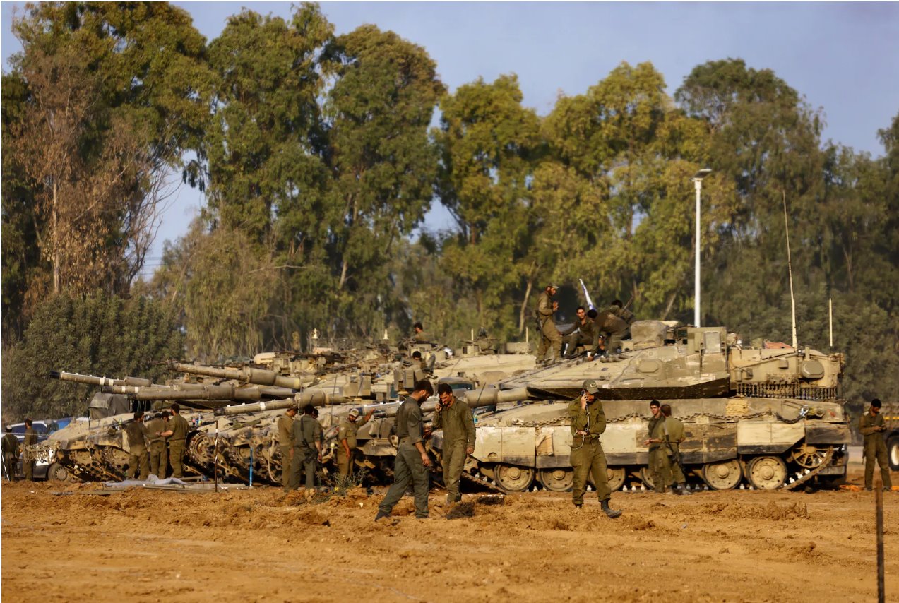 以色列和巴勒斯坦伊斯兰组织哈马斯在以色列-加沙边境附近以色列军队从加沙进行的地面行动