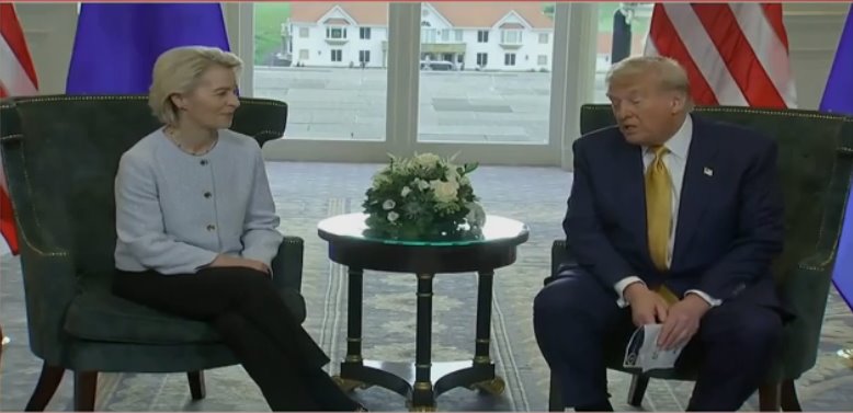 特朗普在苏格兰与欧盟委员会主席乌尔苏拉·冯德莱恩举行了一场高风险会晤