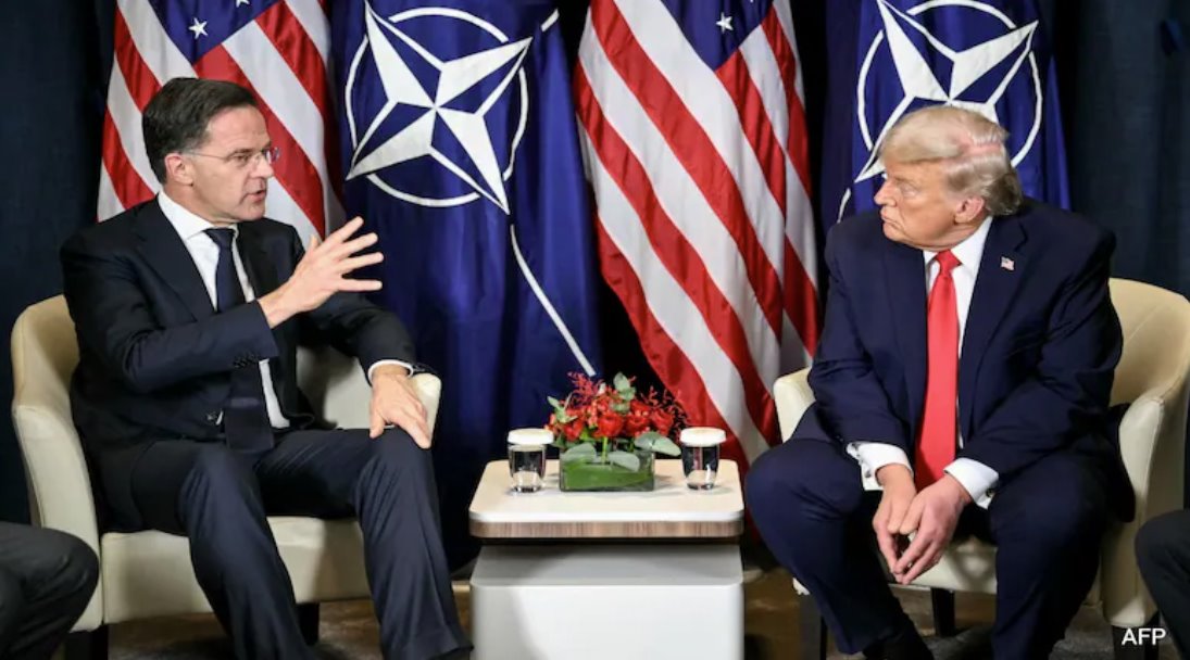 北约秘书长马克·吕特和美国总统唐纳德·特朗普周三在瑞士会晤