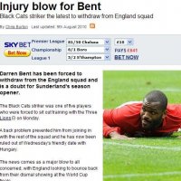 本特因伤退出英格兰国家队 恐无缘英超首轮激战